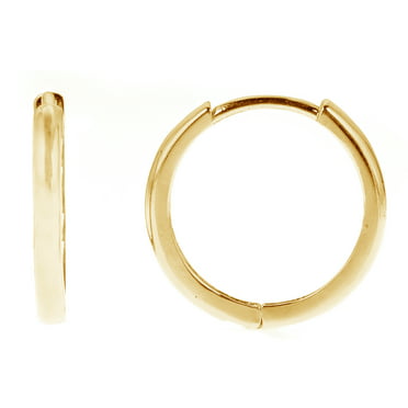 JewelStop 14k Yellow Gold Single CZ Huggie Hoop Mens Hinged Channel Set Earring 3.6x14.5mm 